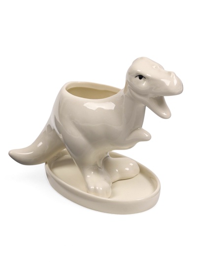 Декоративный горшок для цветов «Тирекс», керамический, 110 мл, 14×6.5×11 см, с поддоном, белый