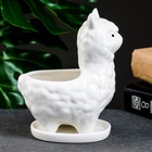 Декоративный горшок для цветов «Лама Лёля», керамический, 200 мл, 15×8×12 см, с поддоном, белый, Greengo  (артикул 6116732)  большой выбор товаров оптом и в розницу по низким ценам с доставкой