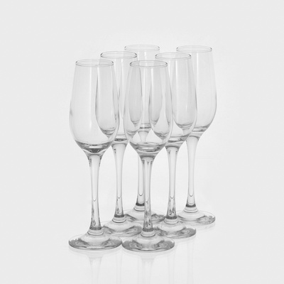 Бокалы для шампанского Paşabahçe Amber, 200 мл, набор 6 шт., стекло, прозрачные