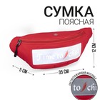 Сумка поясная, текстильная, светоотр. нашивки, отд на молнии, красная, Time to chill, 35 х 12 х 5 см 5553871 - фото 16992416