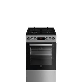 Плита Beko FSM52331DXDT, газовая, 4 конфорки, 60 л, гриль, чёрно-серебристая