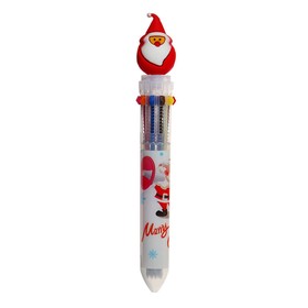 Ручка шариковая, автоматическая 10-ти цветная, линия 0,7 мм., корпус МИКС, "Единорог на луне"