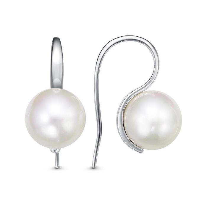 Серьги шар «Жемчуг», посеребрение с оксидированием, цвет белый - Фото 1