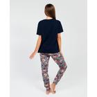 Пижама женская (футболка, брюки), цвет тёмно-синий, размер. 44 - Фото 2