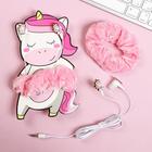 Наушники вакуумные и резинка для волос на открытке «Единорог», 10.3 х 14.5 см - Фото 1