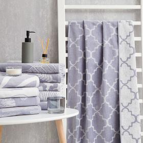 Полотенце махровое Этель Ornament серый, 70×130 см, 100% хл, велюр, 420 г/м²