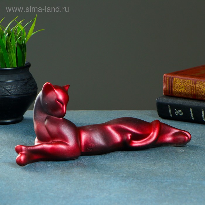 Фигура "Кошка Багира лежит №3" 8х28х11см  черная/медь - Фото 1