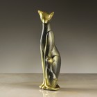 Фигура "Кошка Багира с ребёнком" малая сидит новая 6х6х22см  черн/золото - Фото 2