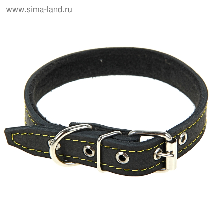 Ошейник 2-слойный из кожи и фетра, неукрашенный микс цветов 2,0 х 47 см МИКС ЦВЕТОВ - Фото 1