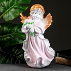 Фигура "Ангел в платье с букетом" бело-розовый 20х21х36см - фото 2838239