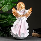 Фигура "Ангел в платье с букетом" бело-розовый 20х21х36см - Фото 3