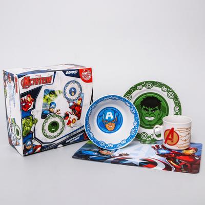 УЦЕНКА Набор посуды «Марвел», Мстители, кружка 200 мл, тарелка 17 см, салатник 360 мл