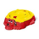 Песочница «Собачка» с крышкой, цвет красный/жёлтый - фото 321291370