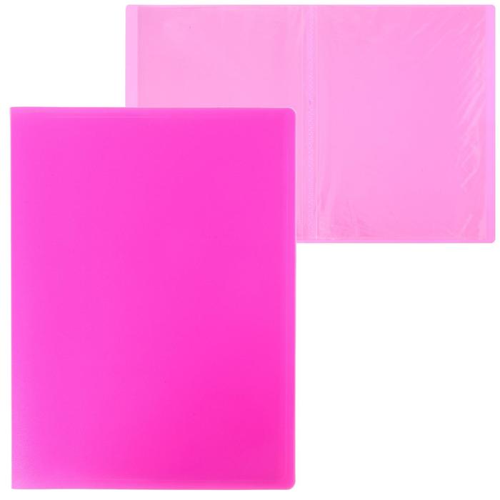 Папка с 10 вкладышами А4, 500 мкм, Calligrata, неон, розовая - Фото 1