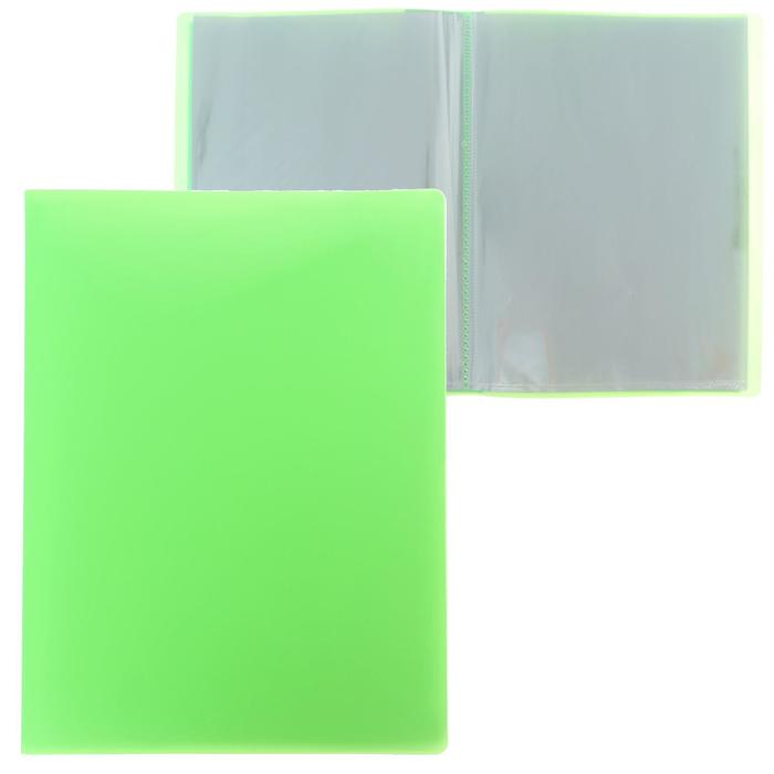 Папка с 10 вкладышами А4, 500 мкм, Calligrata, неон, салатовая - Фото 1