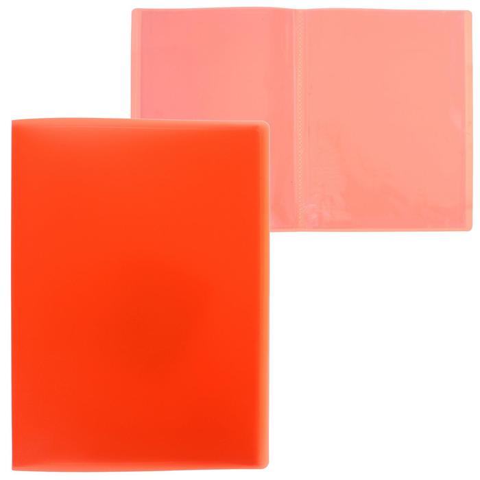 Папка с 60 вкладышами А4, 500 мкм, Calligrata, неон, оранжевая - Фото 1