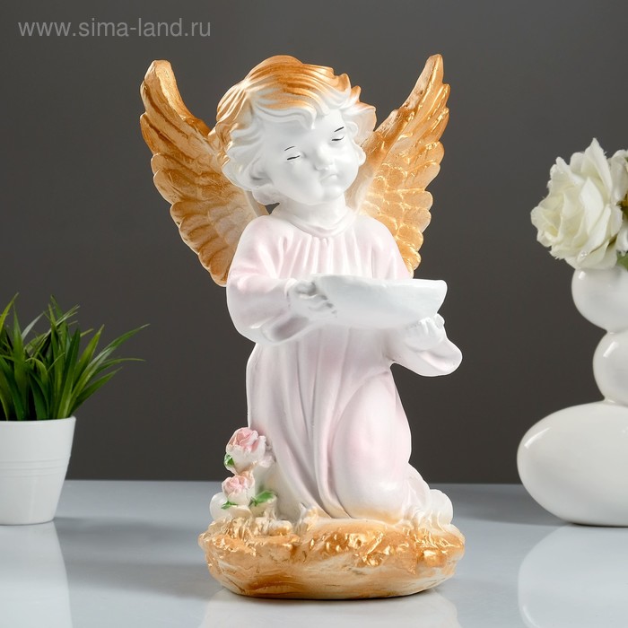 Фигура "Ангел с чашей" розовый 19х19х33см - Фото 1