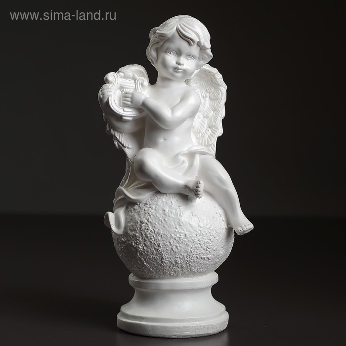 Фигура "Ангел с арфой" белый 16х16х34см - Фото 1