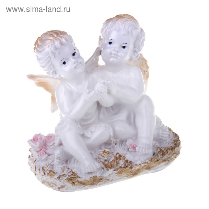 Фигура "Ангел и Фея" сидя малый" белый 25х22х18см - Фото 1