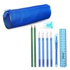 Пенал - тубус с наполнением Calligrata, 65×210 мм, 10 предметов, синий - Фото 1