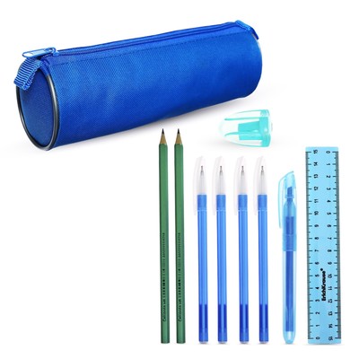 Пенал - тубус с наполнением Calligrata, 65×210 мм, 10 предметов, синий