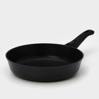 Сковорода Доляна «Элит», d=28 см, пластиковая ручка, стеклянная крышка, антипригарное покрытие, цвет чёрный - Фото 3