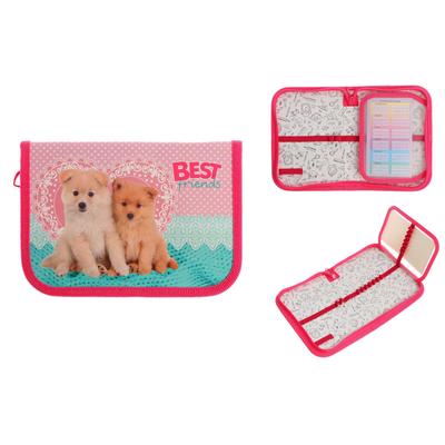 Пенал 1 секция 130×190×30 мм, с откидной планкой, ПКК 07- 5, «Щенята», ламинированный картон 59638