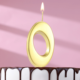 Свеча в торт цифра "0", 5,3 см, золото