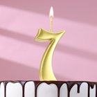 Свеча в торт цифра "7", 5,3 см, золото - Фото 1