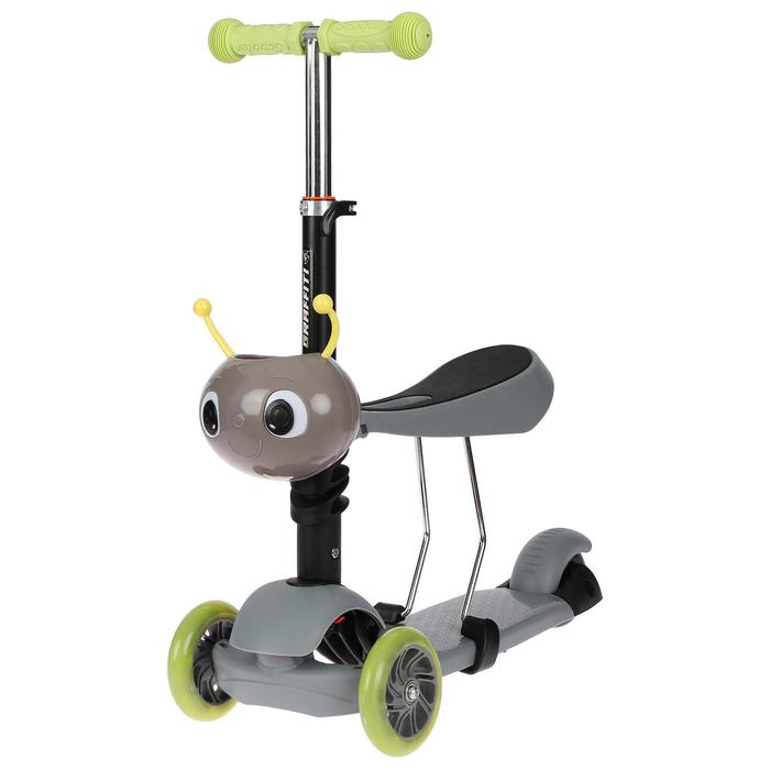 Самокат 2 в 1 с корзинкой, колеса PU 120/75 мм, цвет серый - Фото 1