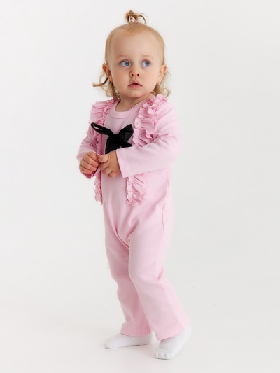 Комбинезон с бантиком для девочки «Крошка Я» BASIC LINE, рост 62-68 см, розовый