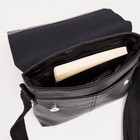 Планшет мужской на молнии, наружный карман, длинный ремень, цвет чёрный - Фото 4