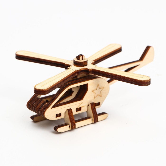Деревянный конструктор. Cборная модель «Вертолёт» 14 деталей - фото 1907238572