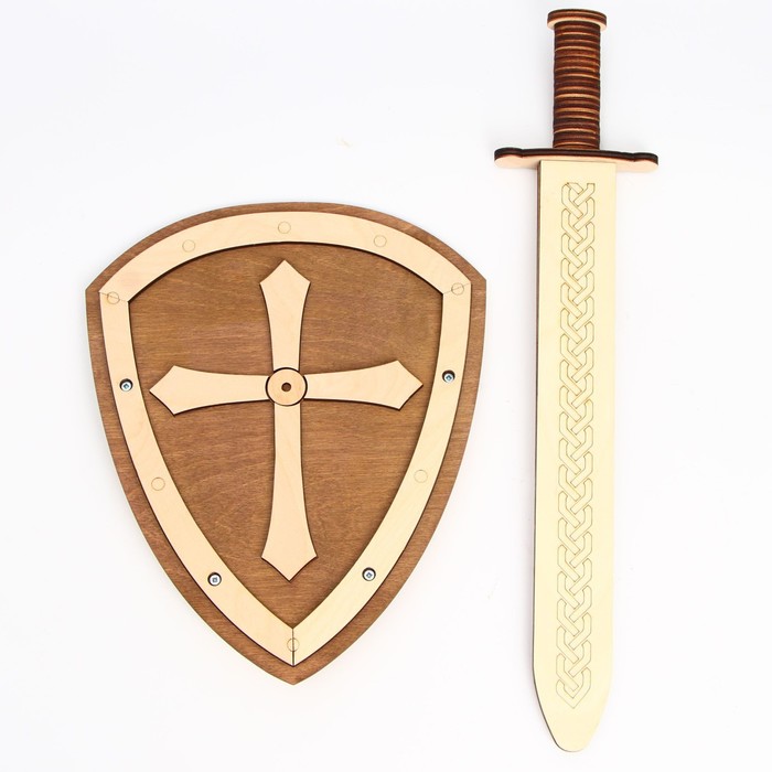 Деревянное оружие «Щит и меч» 24×44,5×5,6 см - Фото 1