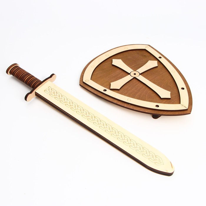Деревянное оружие «Щит и меч» 24×44,5×5,6 см - фото 1891071273