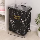 Корзина для белья Доляна «Монро», 40×26×50 см, цвет чёрная - Фото 1