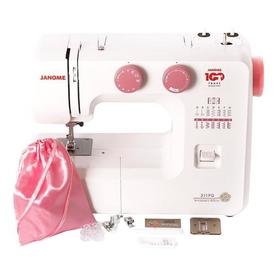 

Швейная машина Janome 311 PG, 60 Вт, 15 операций, полуавтомат, белый/розовый