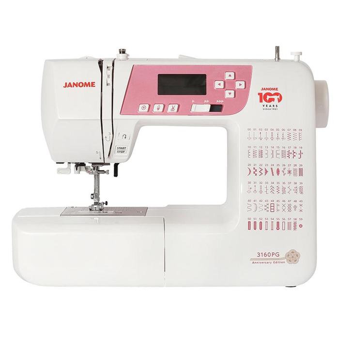 Швейная машина Janome 3160 PG, 35 Вт, 60 операций, автомат, белый/розовый - Фото 1