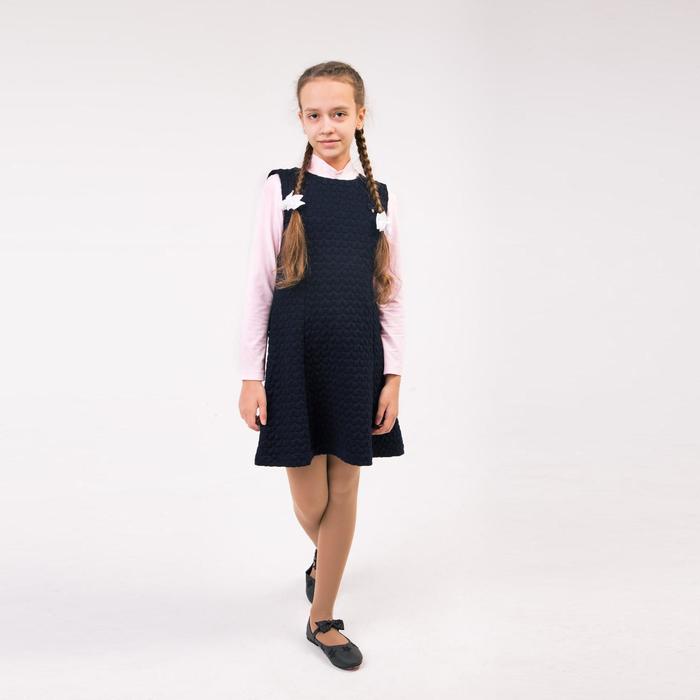 Школьный сарафан для девочки, цвет тёмно-синий, рост 128 см - Фото 1