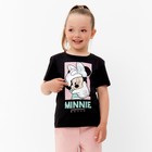 Футболка детская "Minnie" Минни Маус, рост 122-128, цвет чёрный - фото 318530217
