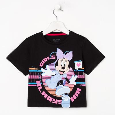 Футболка детская укороченная «Girls» Минни Маус, цвет чёрный