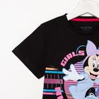 Футболка детская укороченная «Girls» Минни Маус, цвет чёрный  (артикул 6487489)  большой выбор товаров оптом и в розницу по низким ценам с доставкой