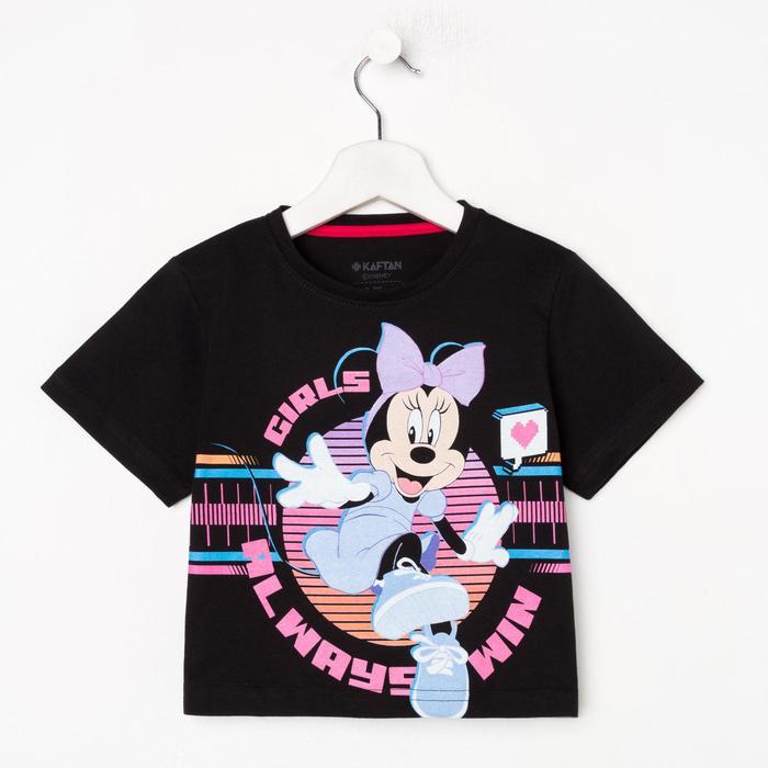 Футболка детская укороченная «Girls» Минни Маус, цвет чёрный - Фото 1
