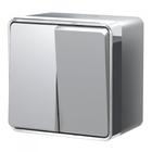 Выключатель Gallant W5020206, двухклавишный, влагозащищенный, цвет серебро - фото 4084913