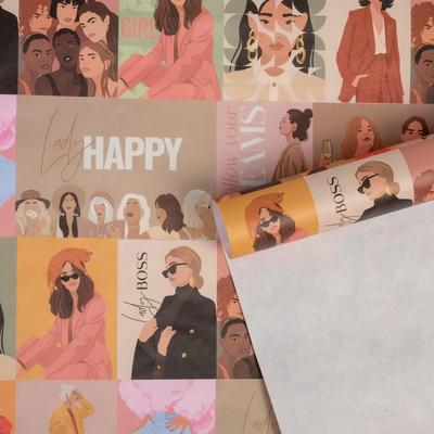 Бумага упаковочная крафтовая «Lady», 50 х 70 см