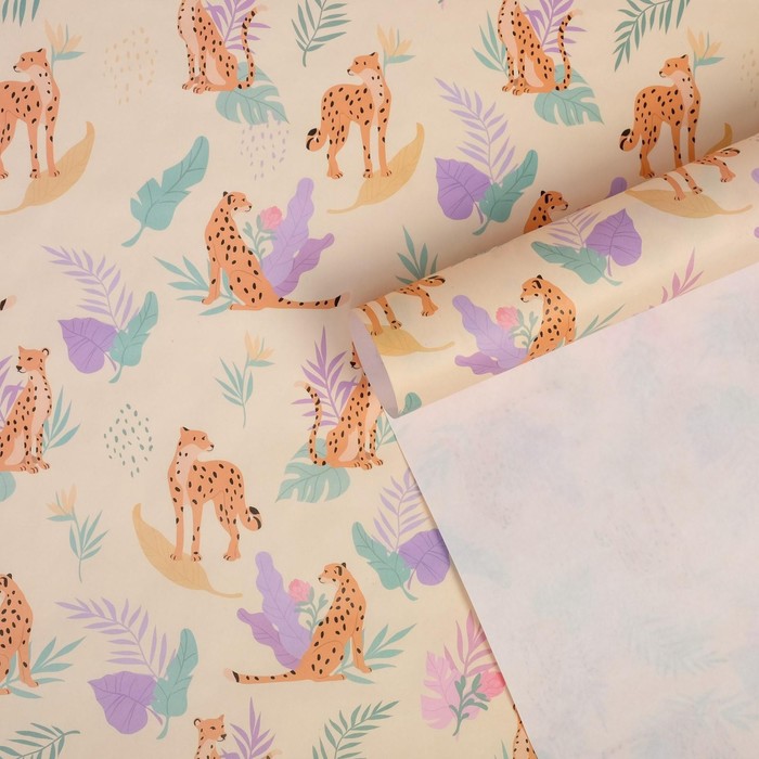 Бумага упаковочная крафтовая «Леопарды», 50 х 70 см - Фото 1