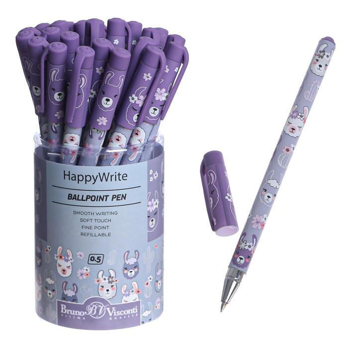 Ручка шариковая HappyWrite "Цирк.Ламы", 0,5 мм, синие чернила - Фото 1