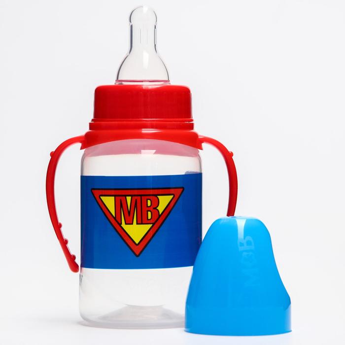 Бутылочка для кормления Super baby, классическое горло, от 0 мес, 150 мл., цилиндр, с ручками - фото 1898444117