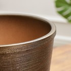Горшок для цветов «Чёрное золото», керамический, с поддоном, 8 л, коричневый с золотой полосой - Фото 3