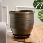 Горшок для цветов «Чёрное золото», керамический, с поддоном, 5 л, коричневый с золотой полосой - Фото 1